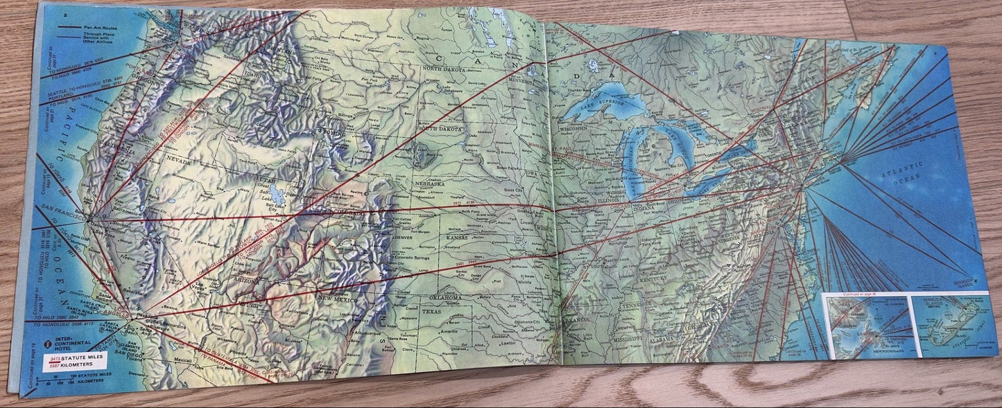 Airline Ephemera...scarce copy of the PAN AM Jet Clipper Route Maps, 1970