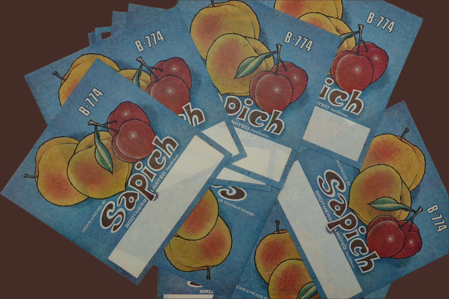 Vintage West Auckland Sapich Bothers Fruit Box Labels