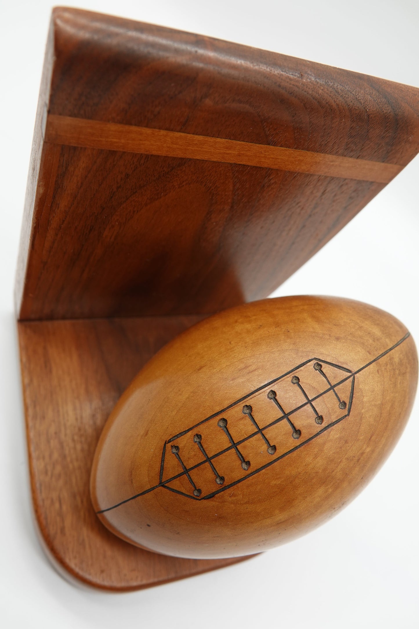 Smart looking inlaid Wooden Rugby Bookends
