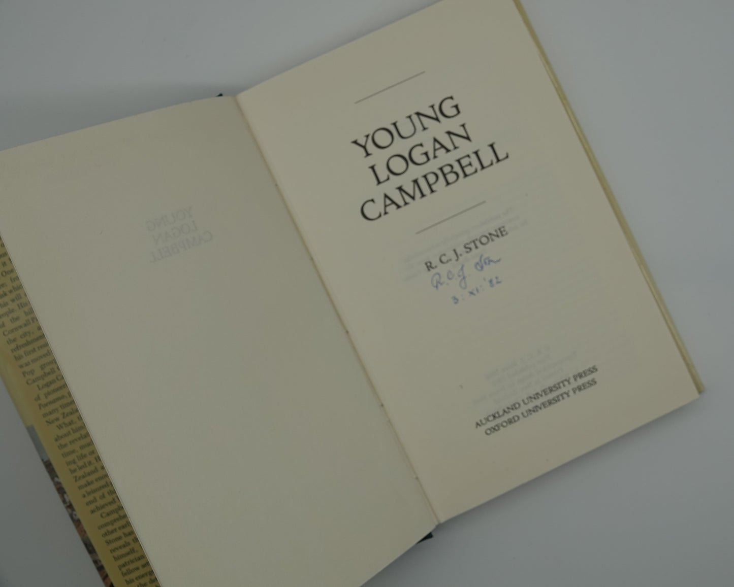 Young Logan Campbell, first edition signed by the author