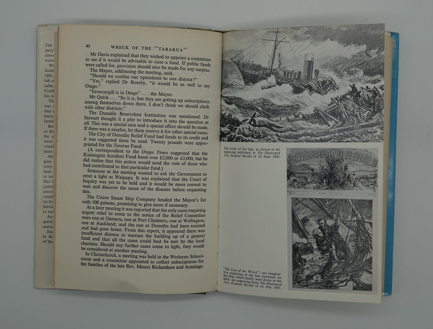 A signed first edition of The Wreck of the Tararua