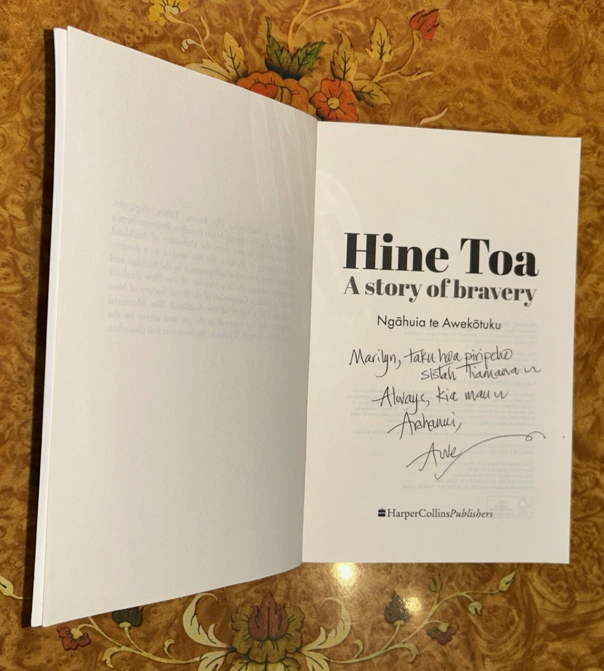 Hine Toa A story of bravery, signed and inscribed by the author Ngāhuia te Awekōtuku