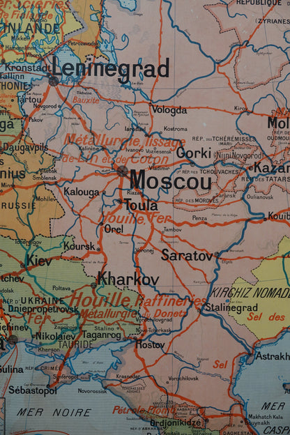 Fabulous and large vintage Wall Map of Northern Europe