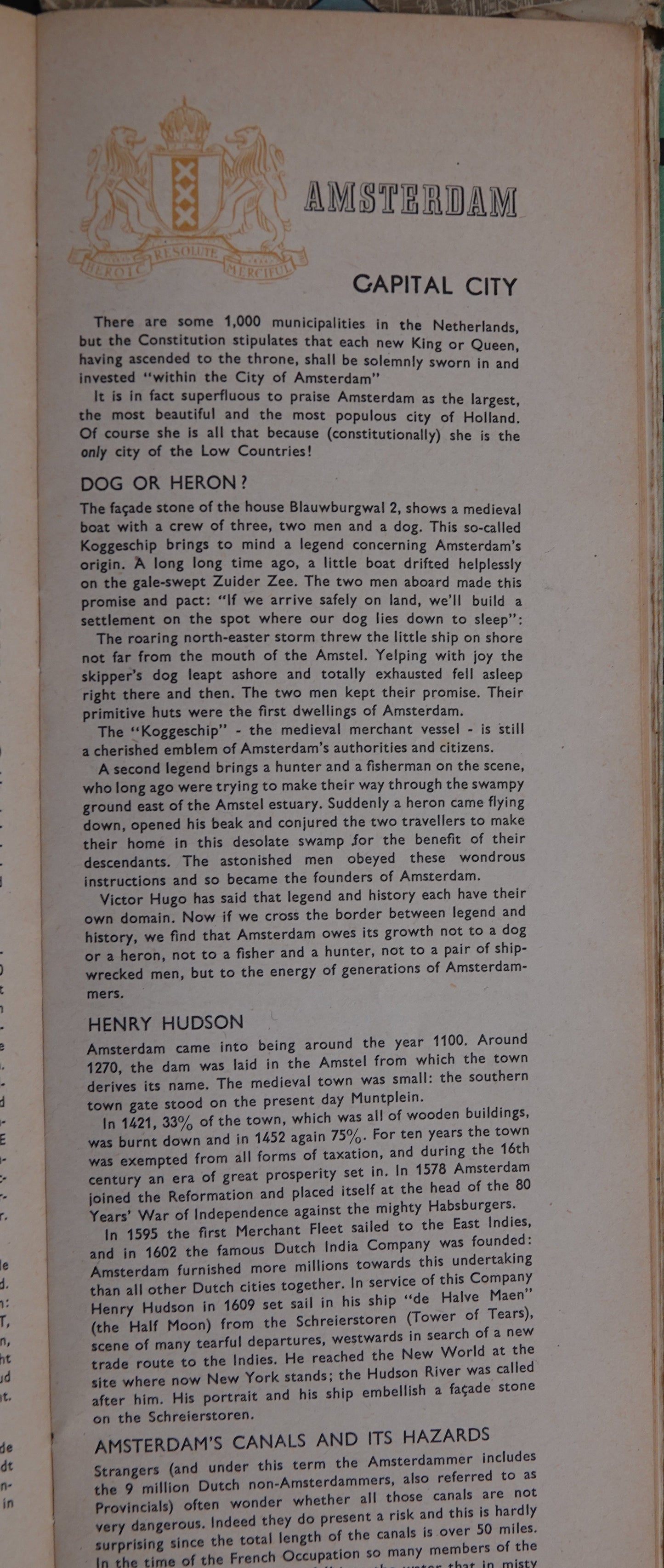 Stunning original, birds eye view, Map of Amsterdam from 1956