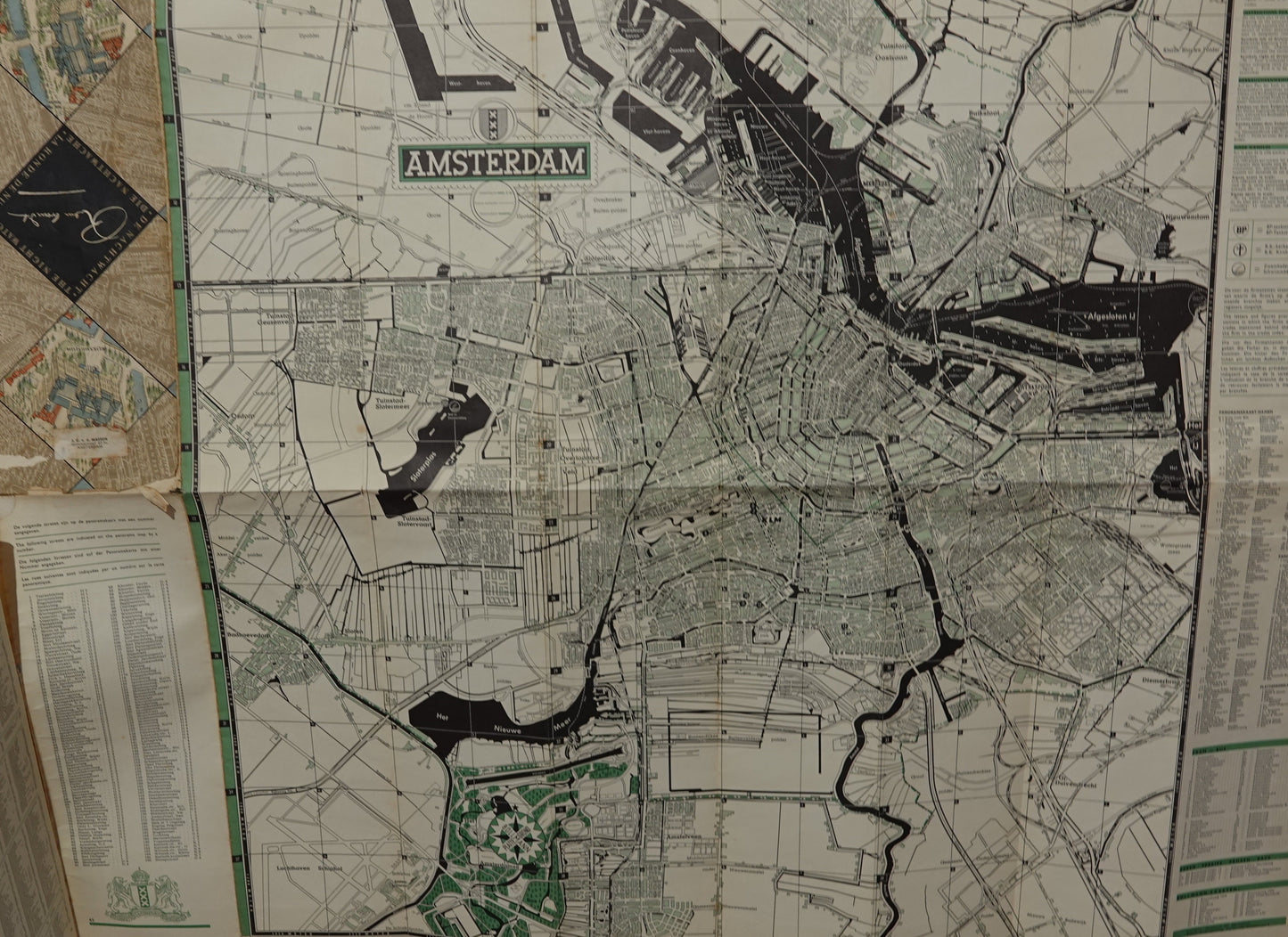 Stunning original, birds eye view, Map of Amsterdam from 1956