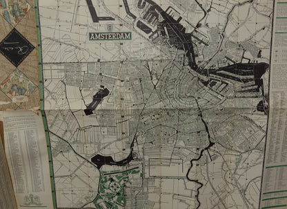 Stunning original, birds eye view, Map of Amsterdam from 1956