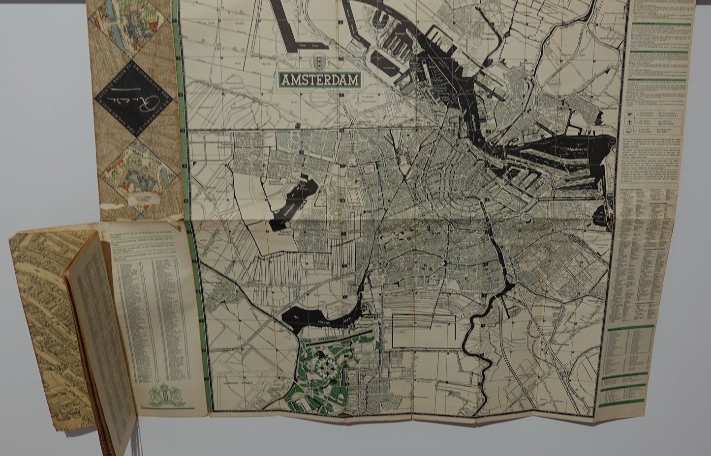Stunning original, birds eye view, Map of Amsterdam from 1956