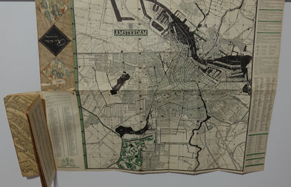 Stunning original, birds eye view, Map of Amsterdam from 1956