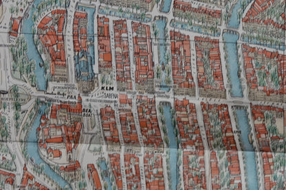 Stunning original, birds eye view, Map of Amsterdam from 1956