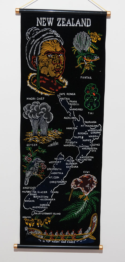 Very cool retro 1970's wall hanging souvenir of New Zealand