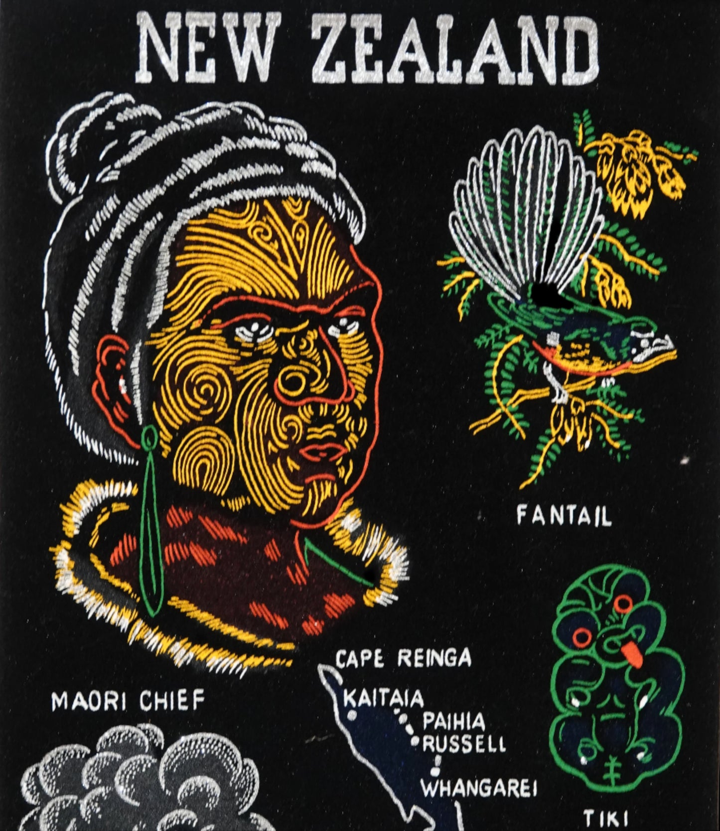 Very cool retro 1970's wall hanging souvenir of New Zealand