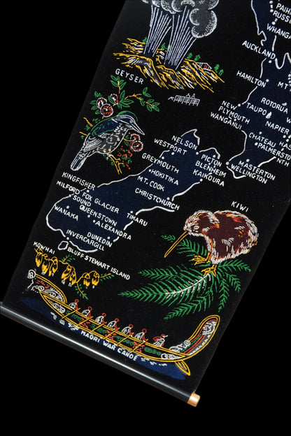 Very cool retro 1970's wall hanging souvenir of New Zealand