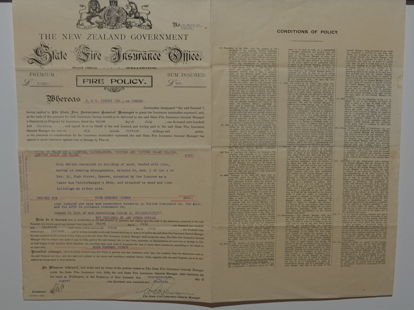 Important historical documents representing a snap shot of New Zealand industrial history...