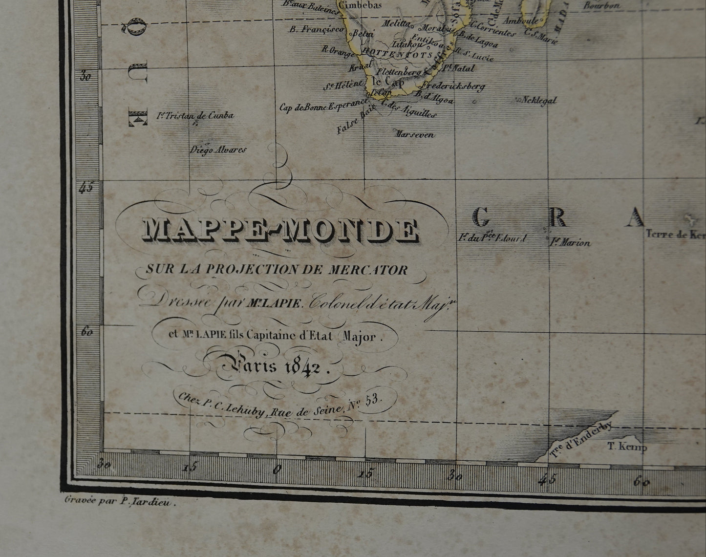 Historic World Map from 1842