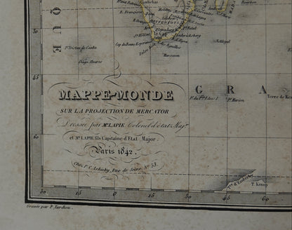 Historic World Map from 1842