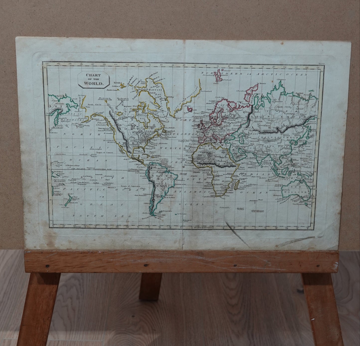 Chart of the World, historic map dating from 1820