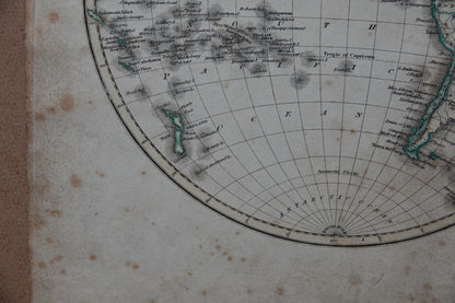 Historic map of the world's hemispheres, dating from 1824
