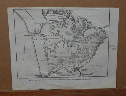 Rare map of the South Auckland Land Wars, dating from 1863