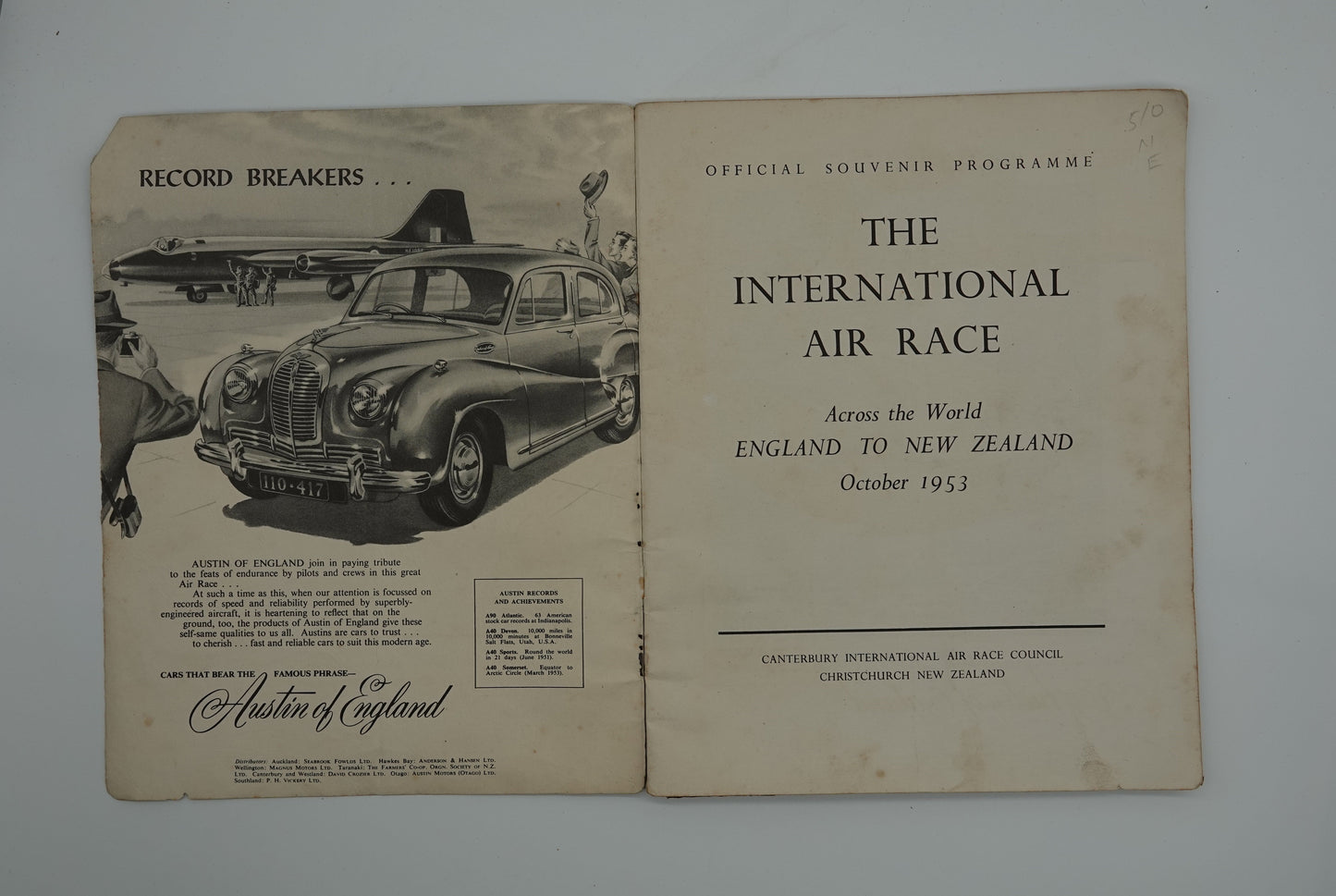 Rare aviation collectible - The International Air Race Across the World England to New Zealand October 1953