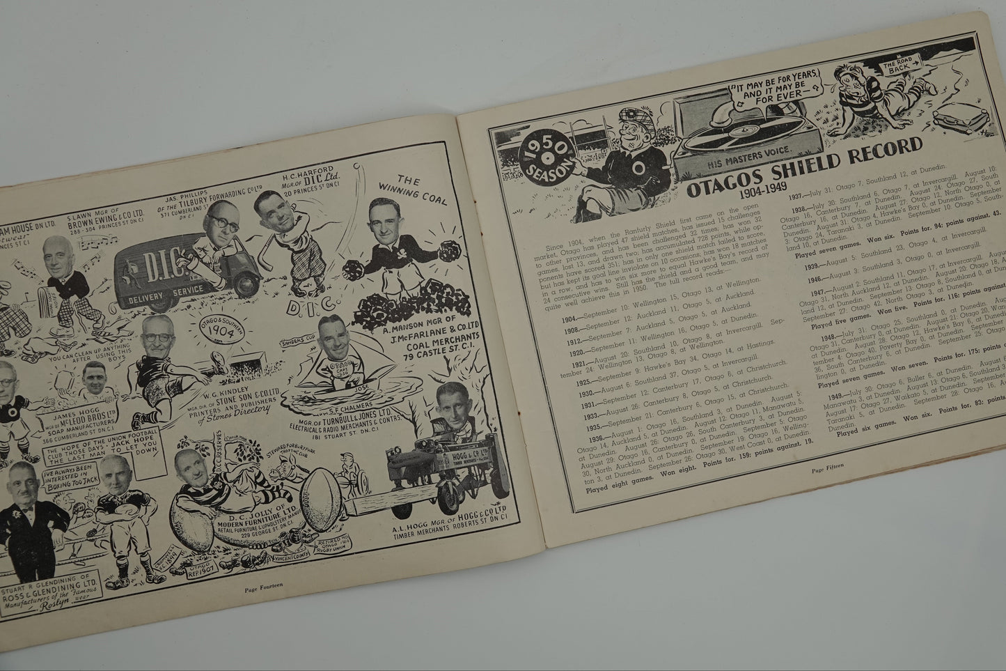 Amazing rugby memorabilia... Shield Fever, Otago and Southland Shield Souvenir 1950
