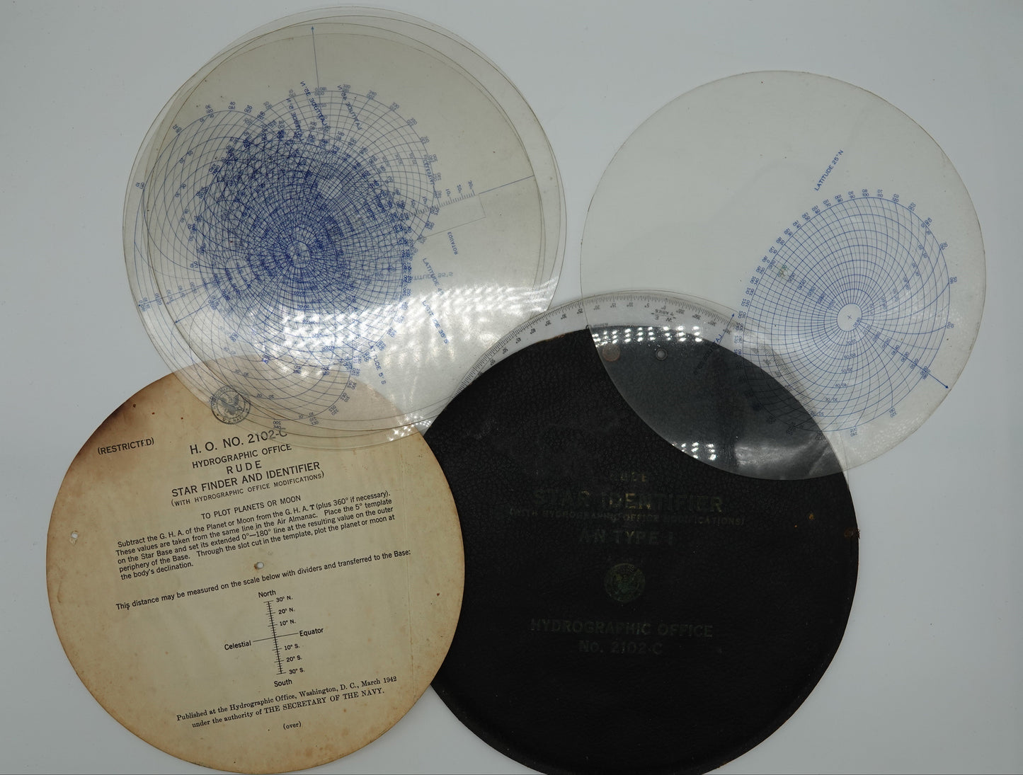 World War II U S Navy Hydrographic Office Rude Star Finder and Identifier, 1942