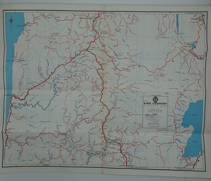 A vibrant colourful AA map of the King Country from the 1960s