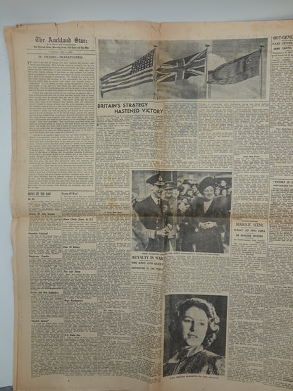 Historic original World War II newspaper...    The Auckland Star, Tuesday May 8 1945: END OF WAR IN EUROPE
