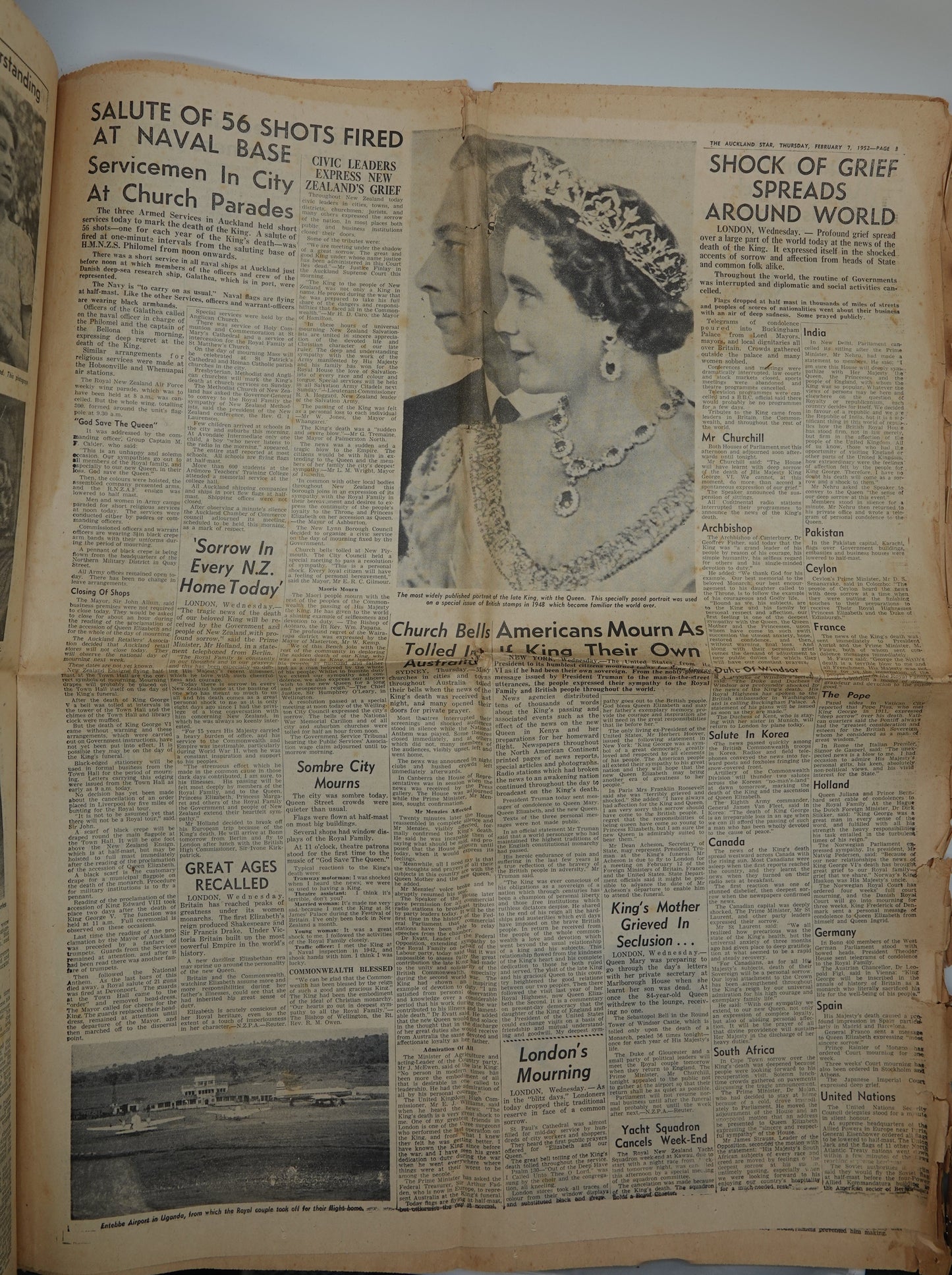 Historic original newspaper...    The Auckland Star, Thursday February 7 1952: ELIZABETH IS NOW OUR QUEEN