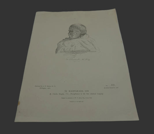 Te Rauparaha, 1839. Limited Edition fascimile of the original Charles Heaphy drawing
