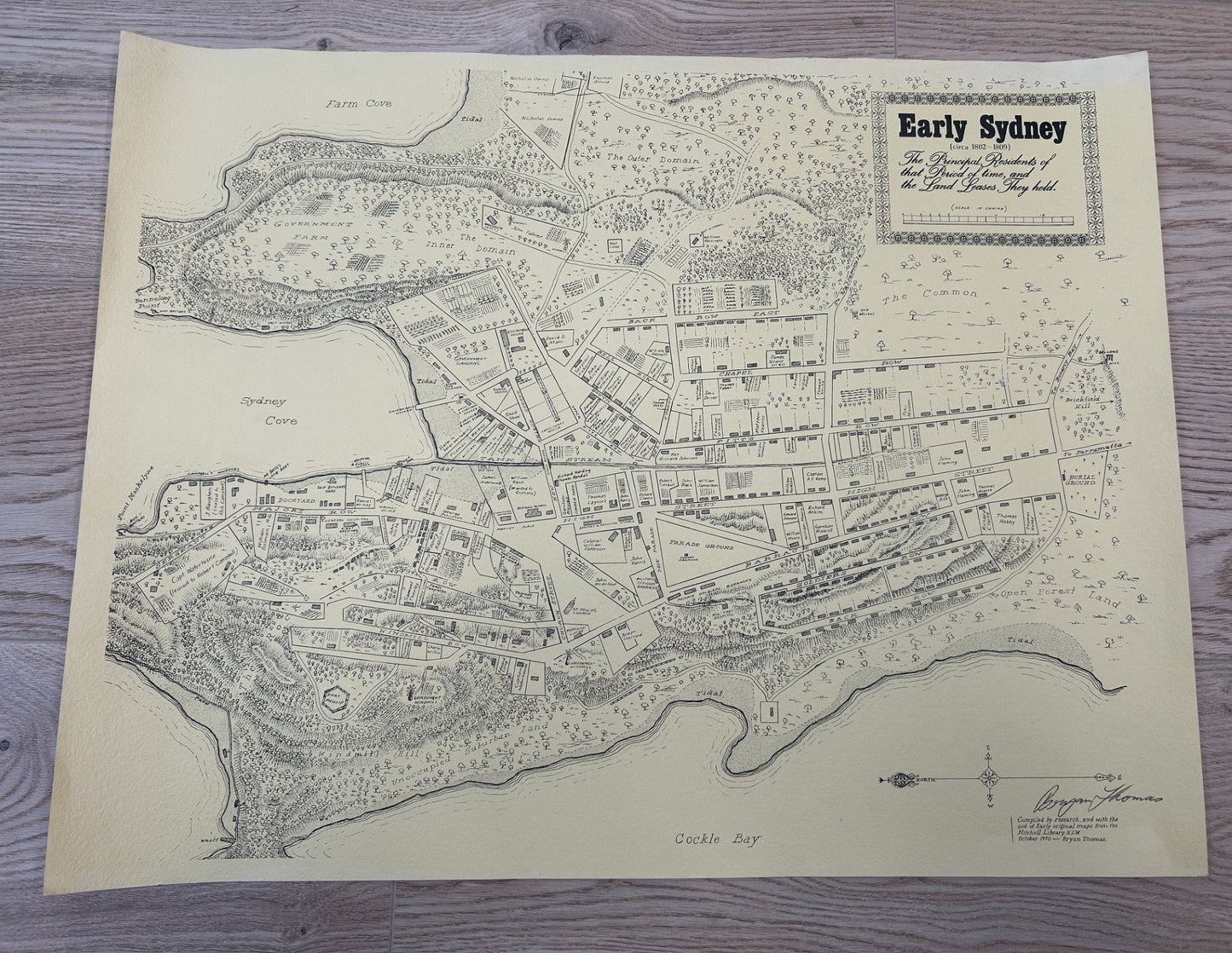 an unusual hand drawn map illustrating Early Sydney circa 1802-1809