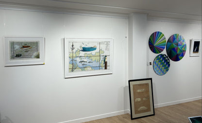 Stunning Justine Hawksworth art - Tamaki Strait, acrylic and pencil on a recycled marine chart