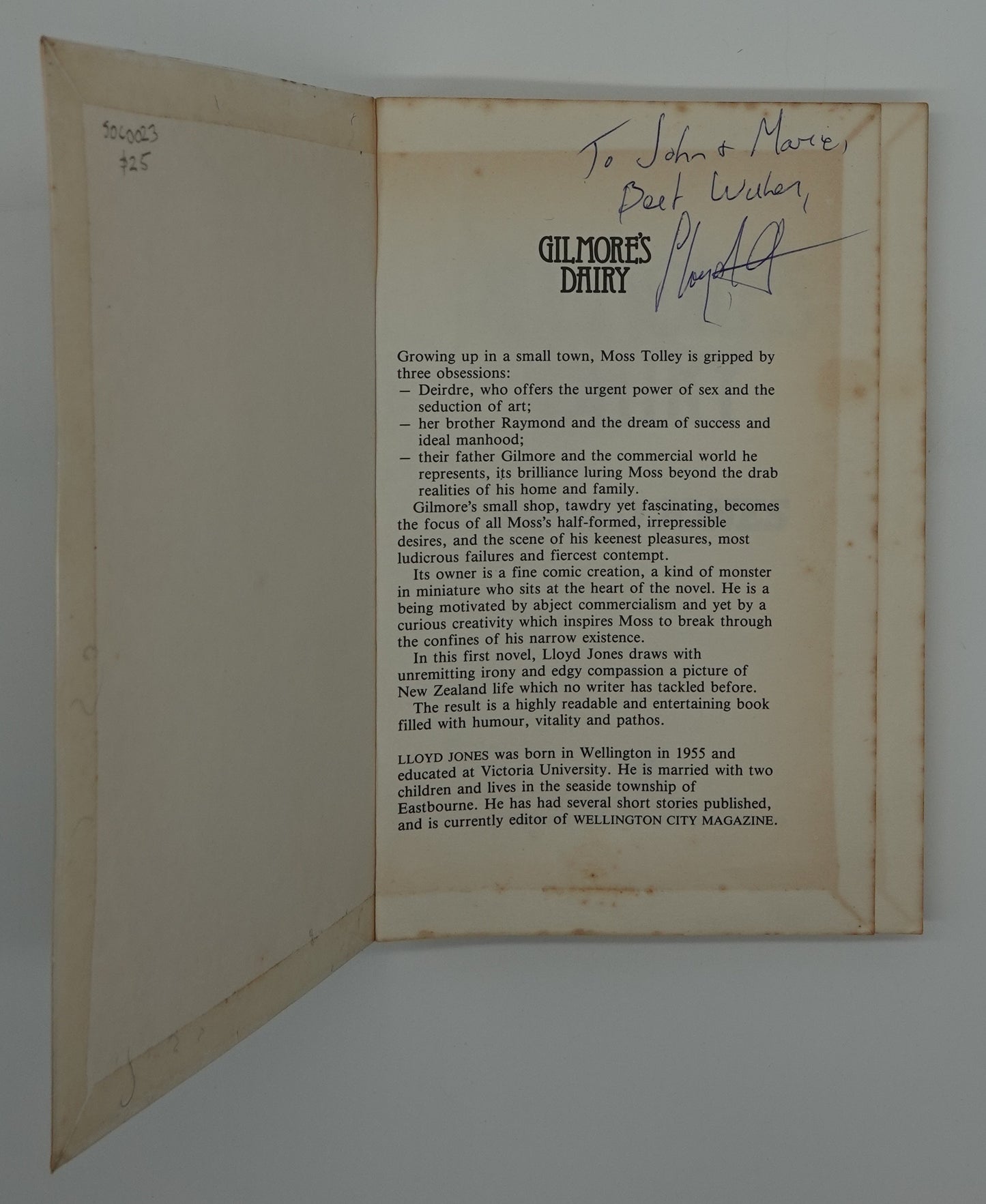 Signed 1st edition - Gilmore's Dairy by Lloyd Jones