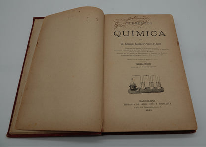 A stunning book of science with beautiful inscriptions.... Elementos De Quimica, 1893