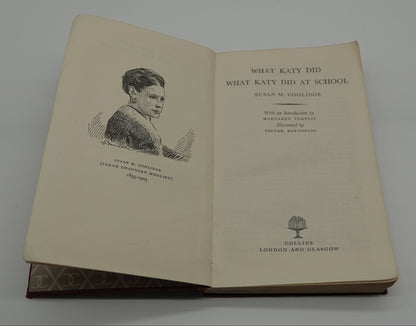 A half leather pocket edition of What Katy Did, Susan Coolidge, 1955 edition