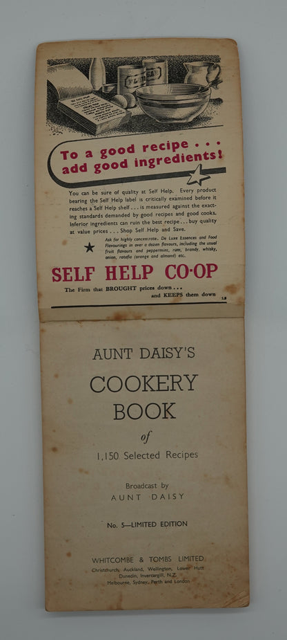 A rare copy of Aunt Daisy Cookery, No.5 Limited Edition, 1942