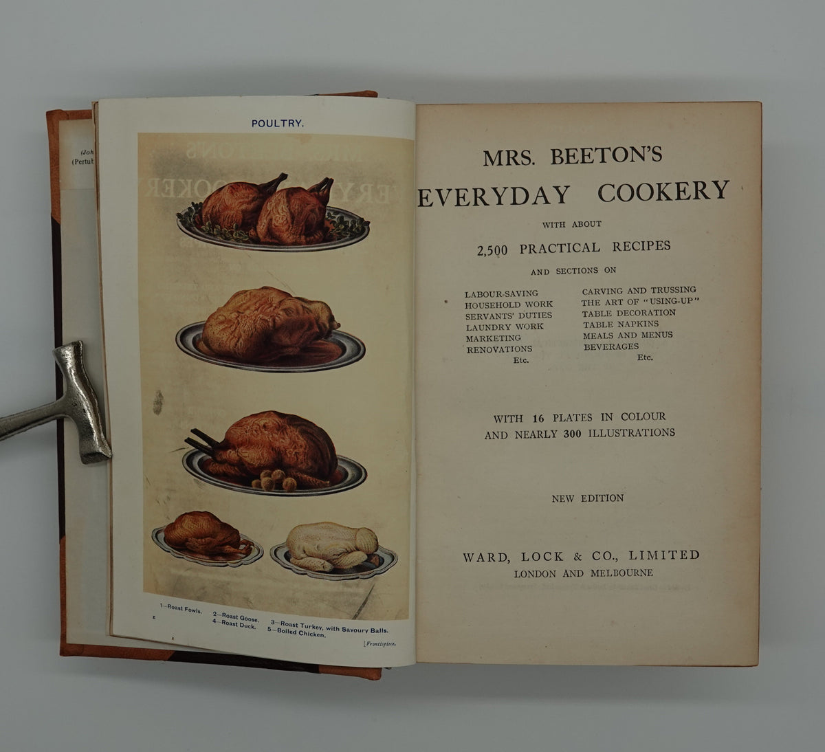 Mrs. Beaton's Everyday Cookery, New Edition, 1940's, rebound in leather