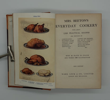 Mrs. Beaton's Everyday Cookery, New Edition, 1940's, rebound in leather