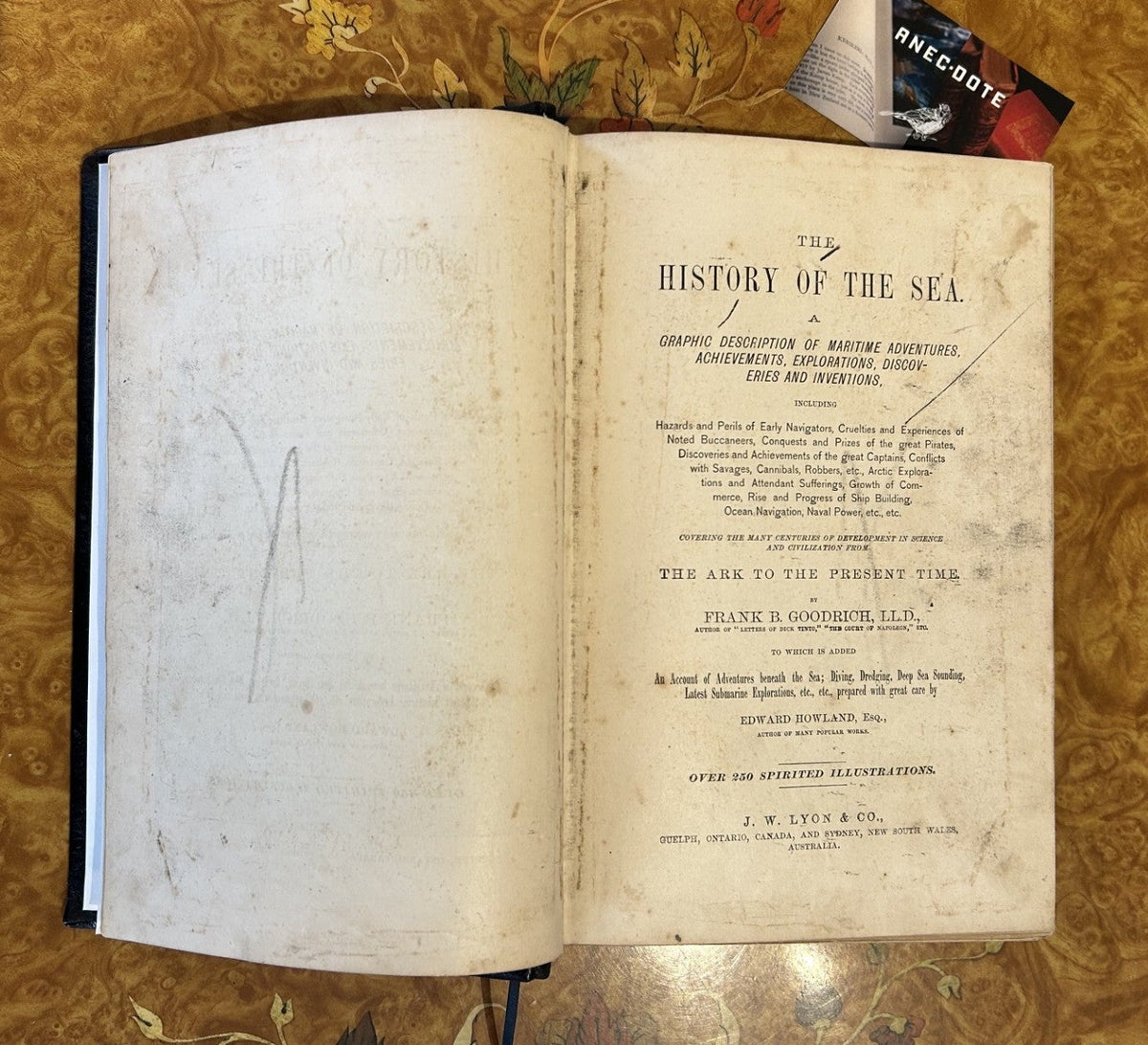 A rare copy of The History of the Sea,  Frank B. Goodrich, 1877