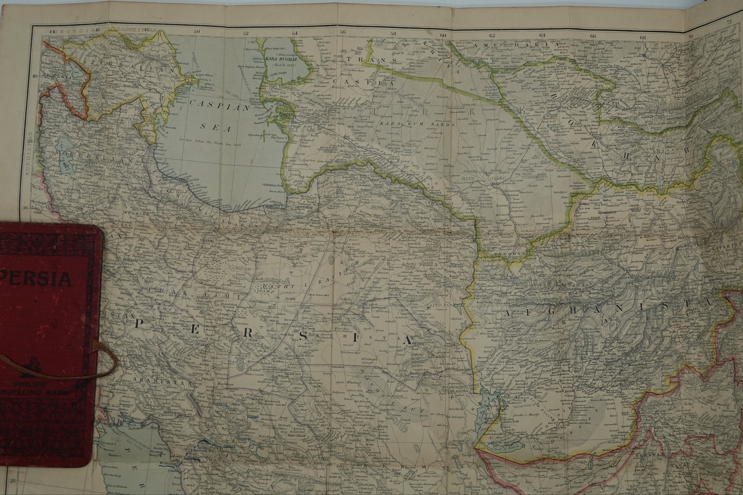 A rare Philips' Travelling Map of PERSIA, from the 1920s
