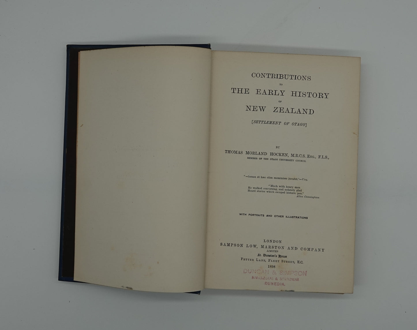 Contributions to the Early History of New Zealand (Otago), first edition 1898