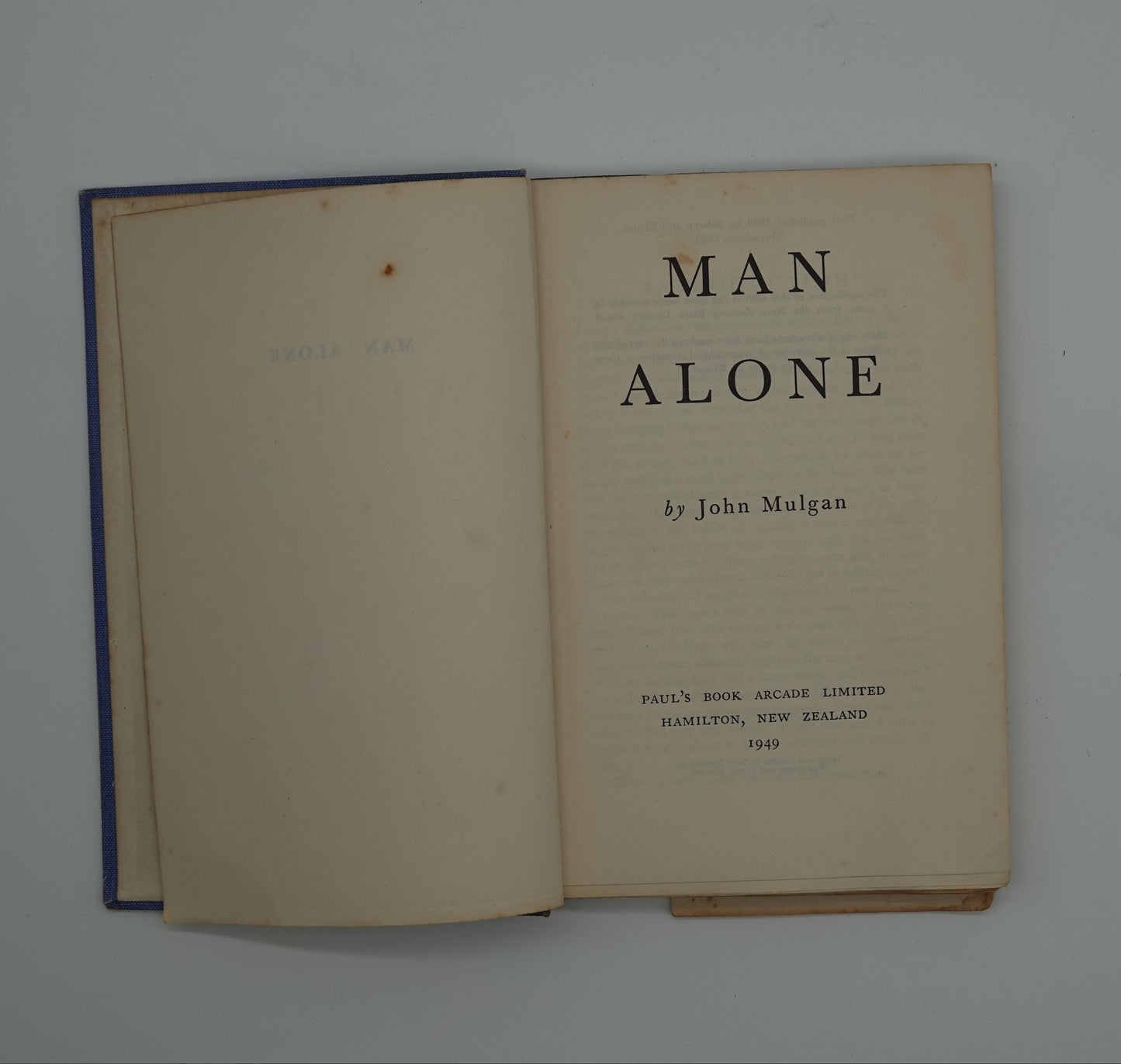 Man Alone, a novel by John Mulgan