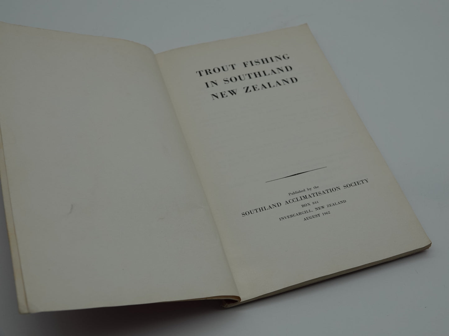 For the keen angler.... a historic little booklet - Trout Fishing in Southland New Zealand