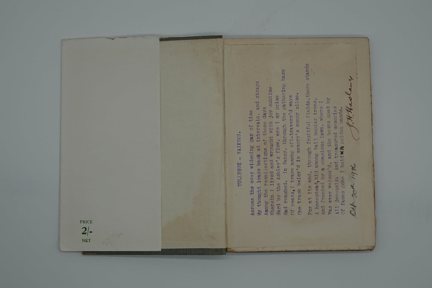 Scenes in Southland - Choice Poems by a …. New Zealand Author, signed first edition