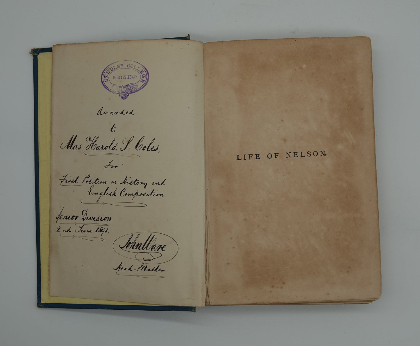 The Life of Nelson by Robert Southey, a copy from the late 1880's