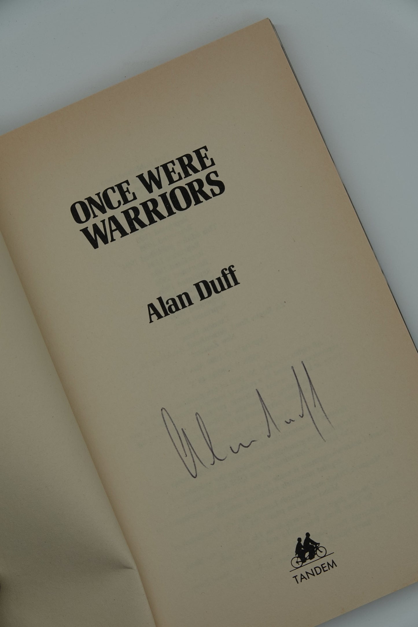 Once Were Warriors, signed by author Alan Duff