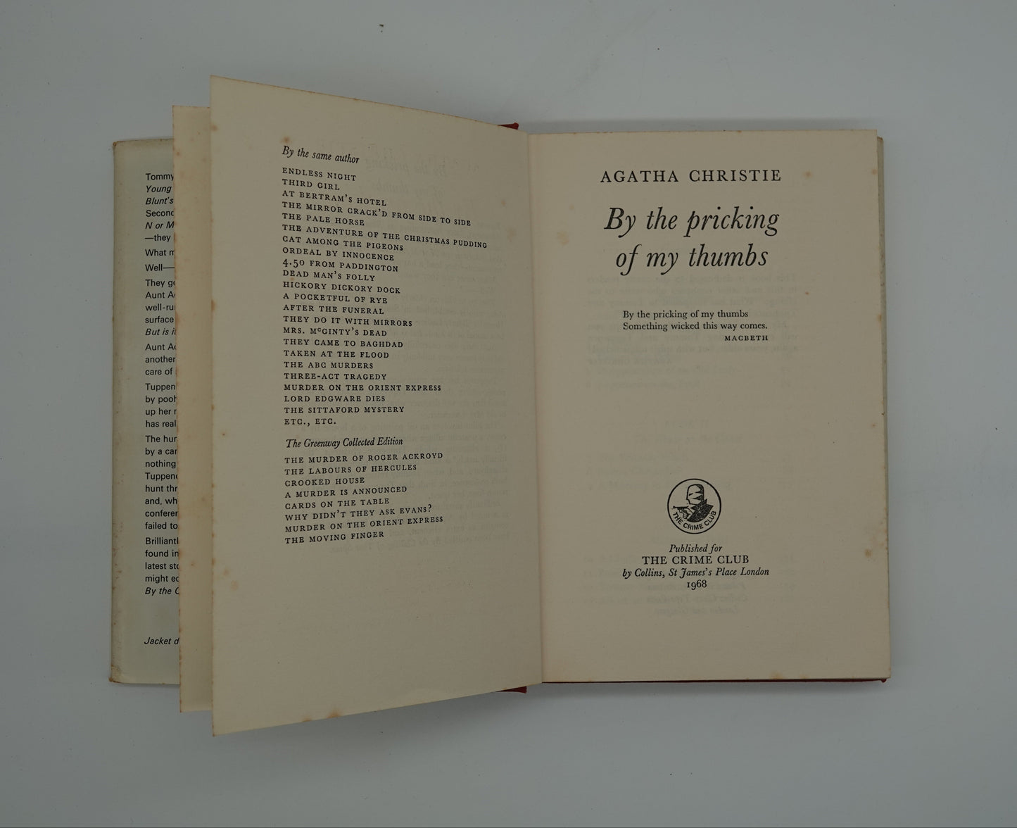 First edition of Agatha Christie's By the Pricking of My Thumbs