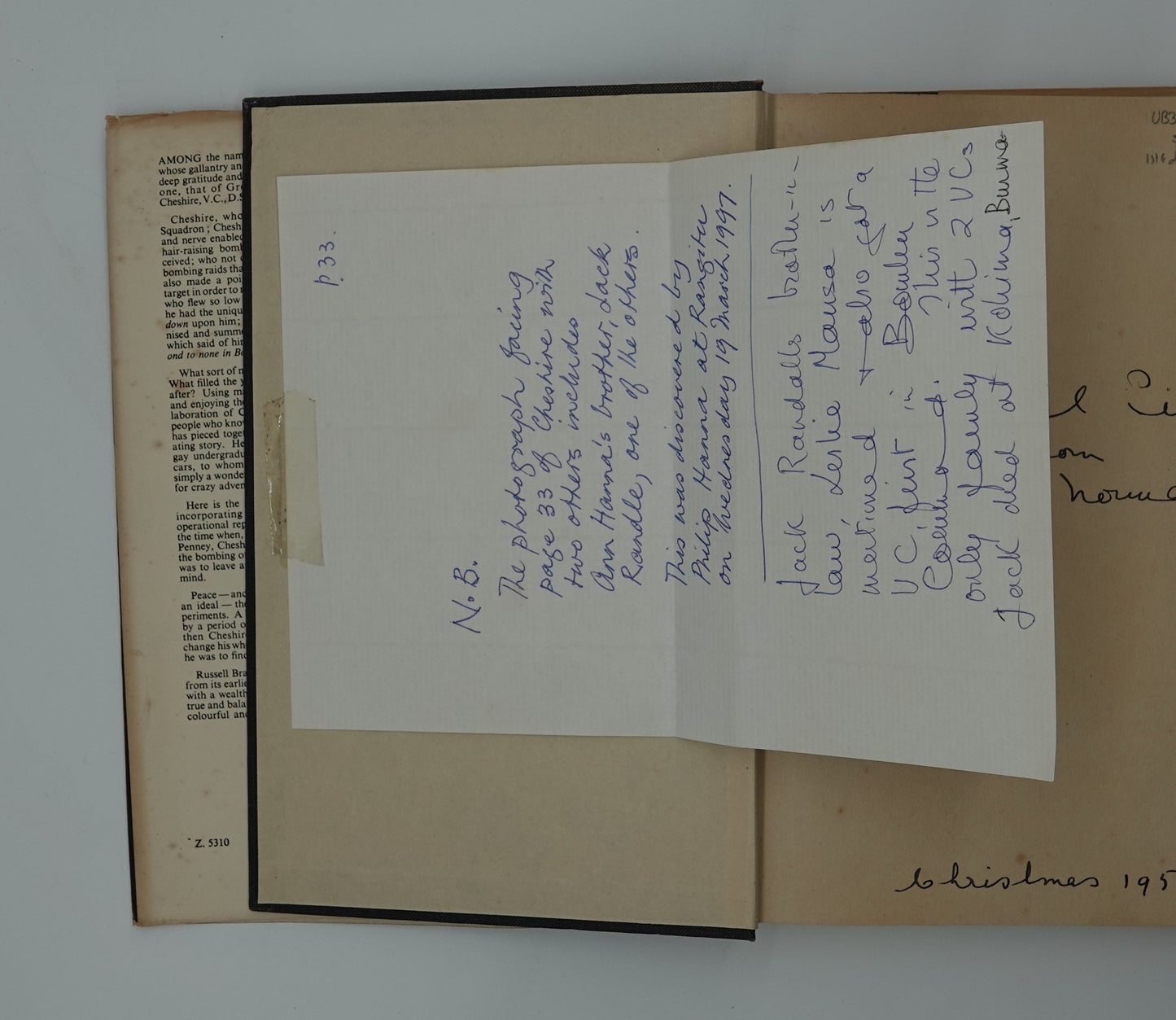 Cheshire V.C A Study of War & Peace, with ephemera