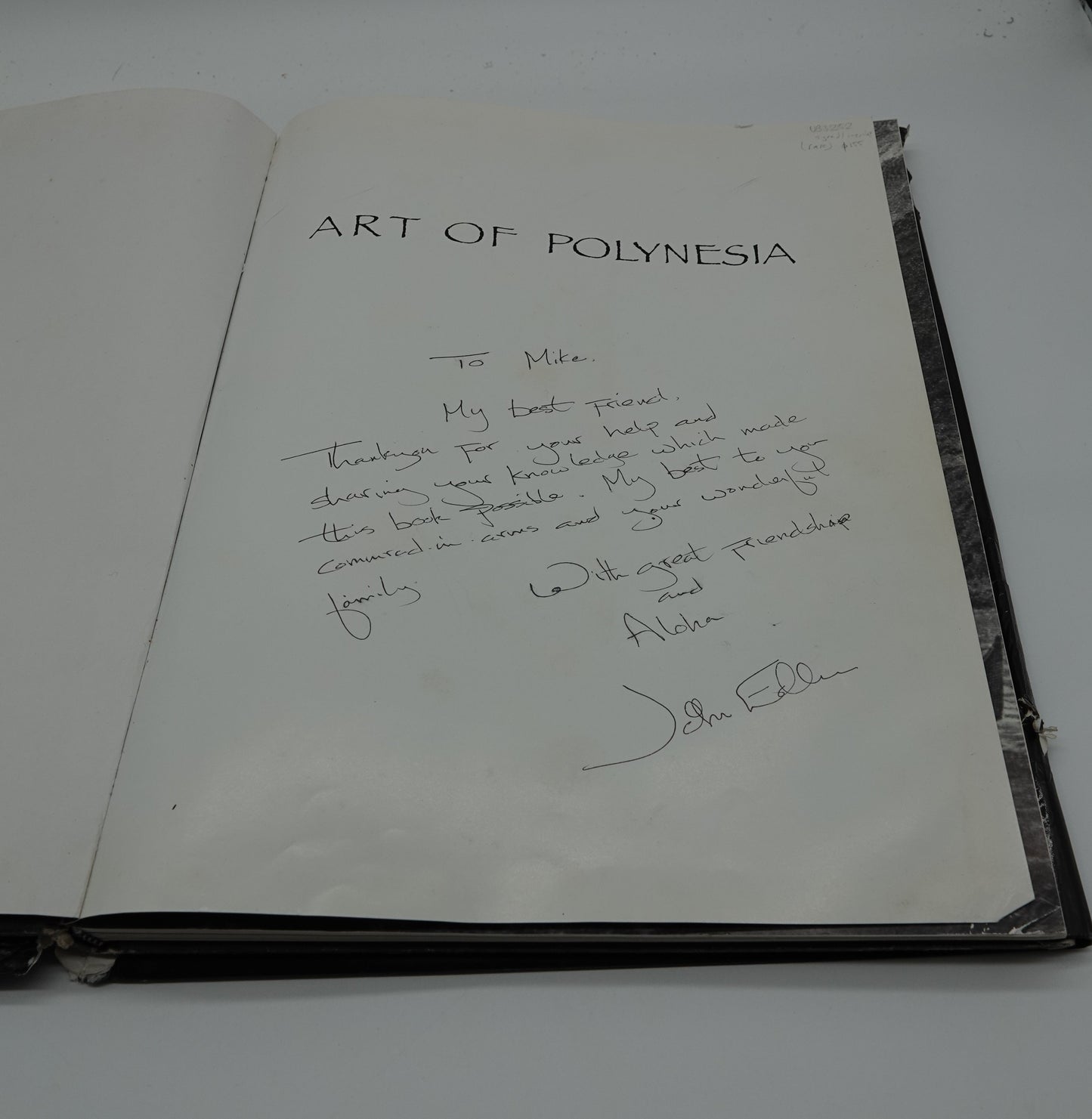 Signed and inscribed first edition hard cover copy of Art of Polynesia