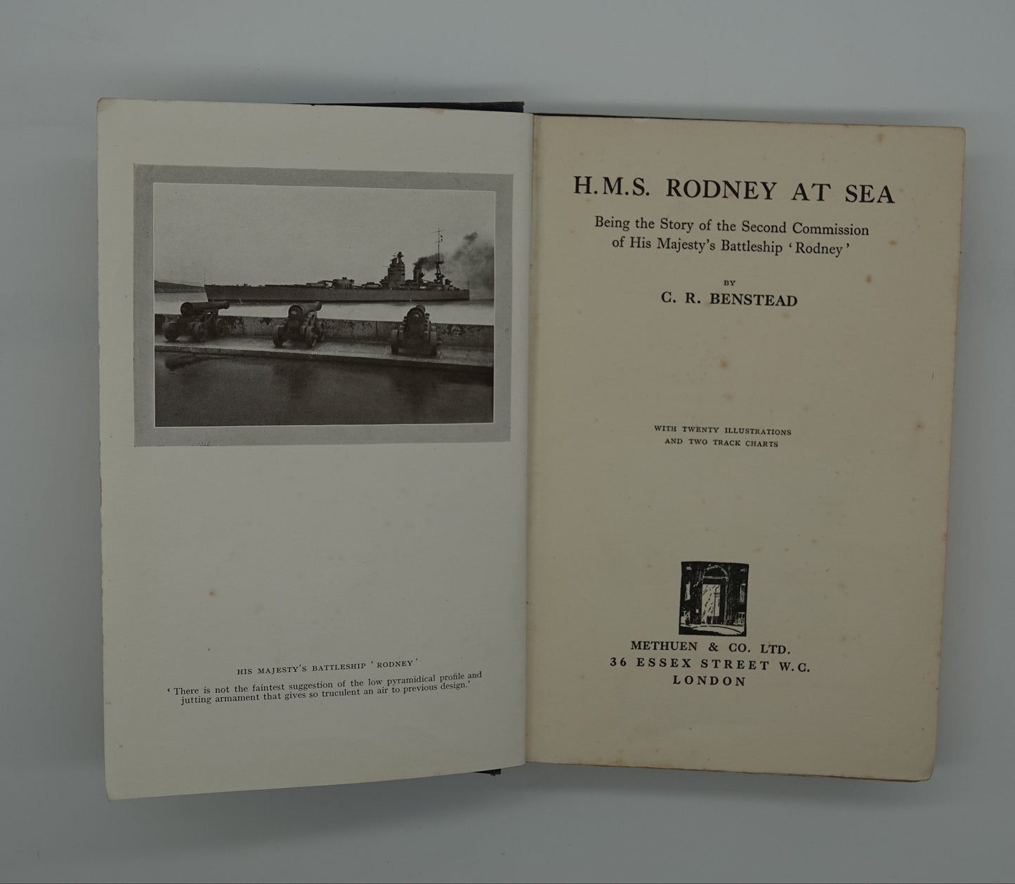 H.M.S Rodney at Sea by C.R. Benstead, first edition 1932