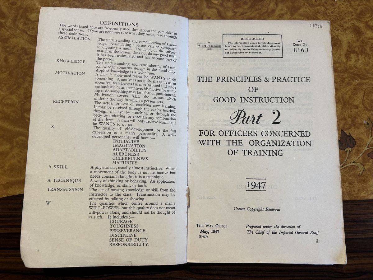 collectible war memorabilia...  The Principles and Practice of Good Instruction Part 2 1947, British War Office